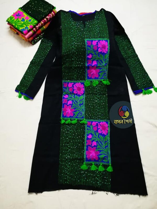 কালো বেক্সি ভয়েলে সিংগেল কামিজ/ কুর্তি (আনস্টিচড)
